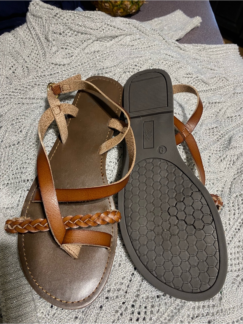 Leather Strappy Sandals in Brown - women